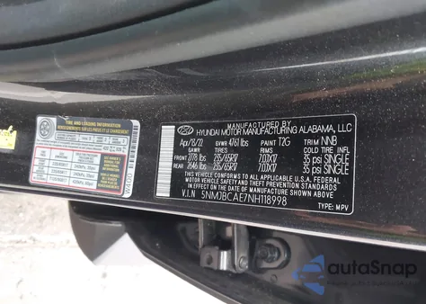 2022 Hyundai Tucson Sel z USA, uszkodzony, nr VIN 5NMJBCAE7NH118998